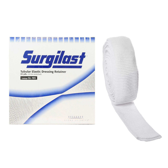 Elastic Net Retainer Dressing Surgilast® Tubular Elastic 25 Yard Size 3 White Medium Hand / Arm / Leg / Foot NonSterile GL703 Roll of 1 GL703 Surgilast® 472653_RL