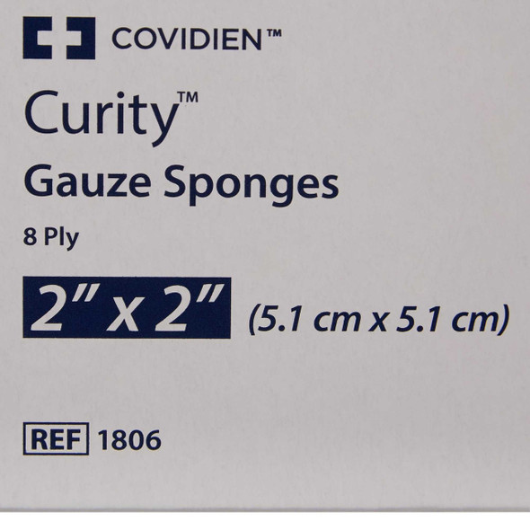 Gauze Sponge Curity™ 2 x 2 Inch 2 per Pack Sterile 8-Ply Square 1806 Pack of 1 1806 Curity™ 401579_PK