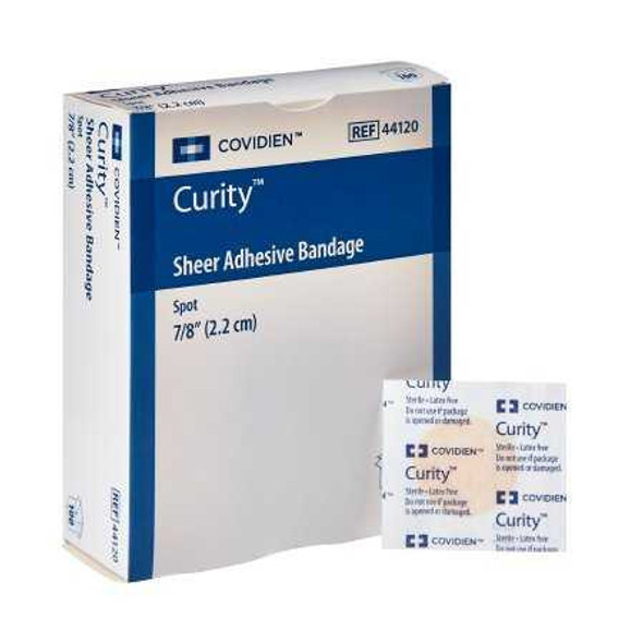 Adhesive Spot Bandage Curity 0.875 Inch Diameter Plastic Round Sheer Sterile 44120 Box/100 44120 KENDALL HEALTHCARE PROD INC. 740397_BX