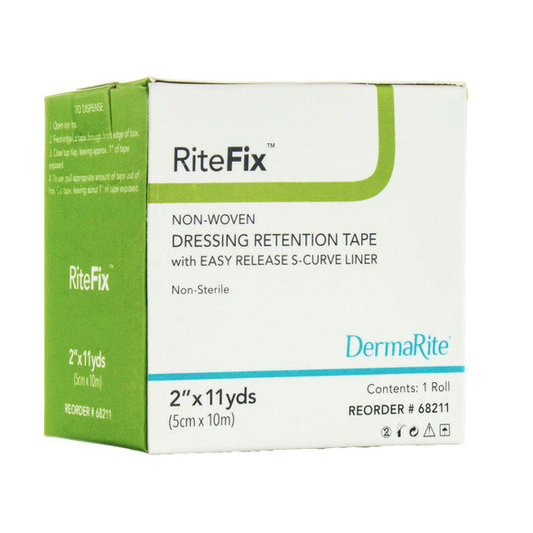RiteFix Non-Woven Dressing Retention Tape with Liner, 2'' x 11 yd, NonSterile, Box of 1