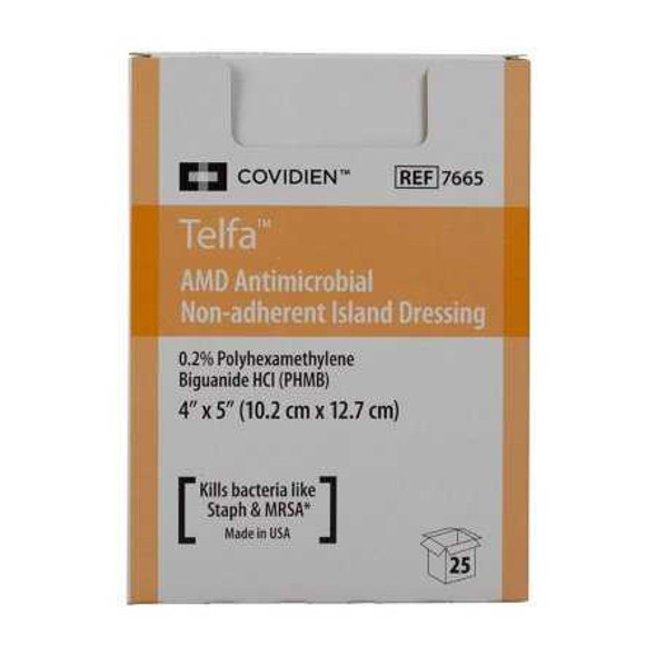 Antibacterial Island Dressing Telfa™ AMD 4 x 5 Inch Rectangle Sterile 7665 Pack of 1 7665 Telfa™ AMD 494051_EA