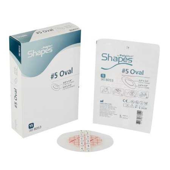 Foam Dressing PolyMem Shapes 3.5 X 5 Inch Oval Adhesive Sterile 8053 Each/1 8053 FERRIS MANUFACTURING 553734_EA