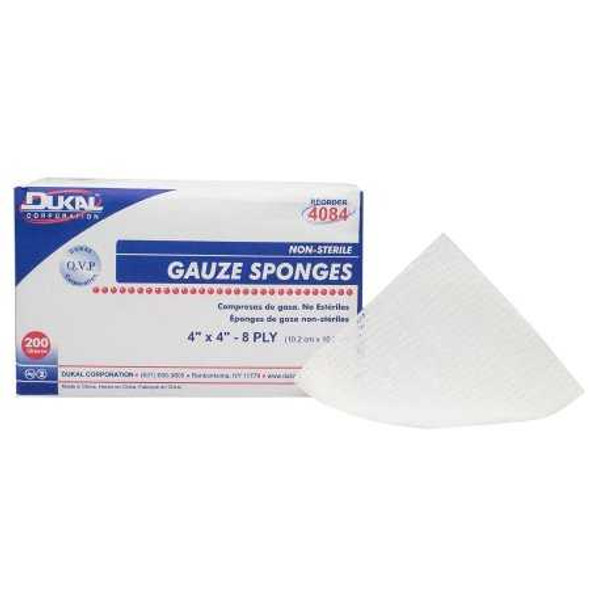 Gauze Sponge Dukal Cotton 8-Ply 4 X 4 Inch Square NonSterile 4084 Box/200 4084 DUKAL CORPORATION 258323_BX