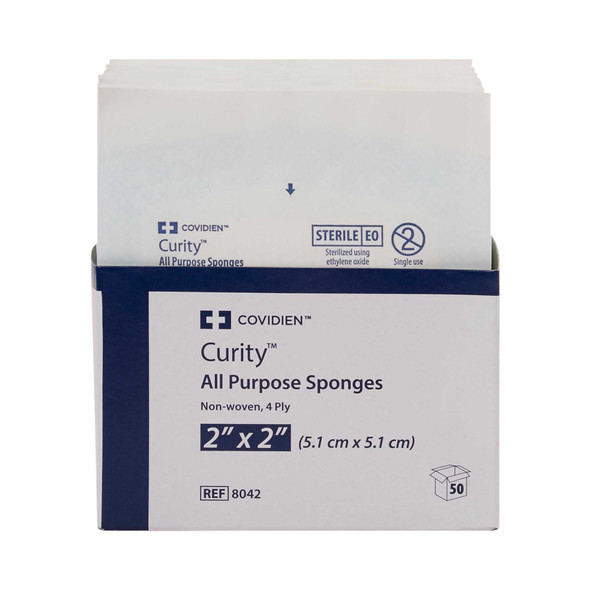 Non-Woven Sponge Curity Polyester / Rayon 4-Ply 2 X 2 Inch Square Sterile 8042 Case/1500 8042 KENDALL HEALTHCARE PROD INC. 529380_CS