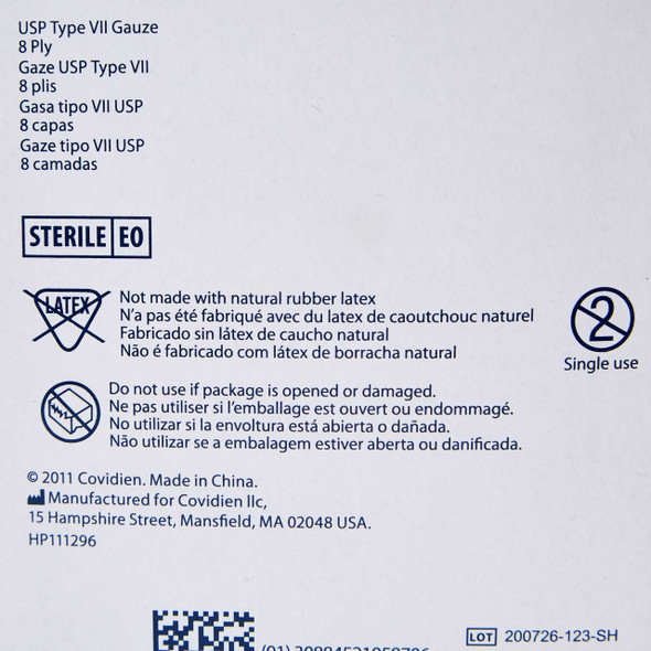 USP Type VII Gauze Sponge Dermacea Cotton 8-Ply 2 X 2 Inch Square Sterile 441204 Box/100 441204 KENDALL HEALTHCARE PROD INC. 531576_BX