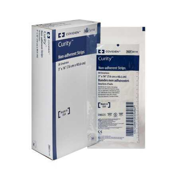 Oil Emulsion Impregnated Dressing Curity 3 X 16 Inch Mesh / Knitted Fabric Oil Emulsion Blend Sterile 6114 Each/1 6114 KENDALL HEALTHCARE PROD INC. 218271_EA