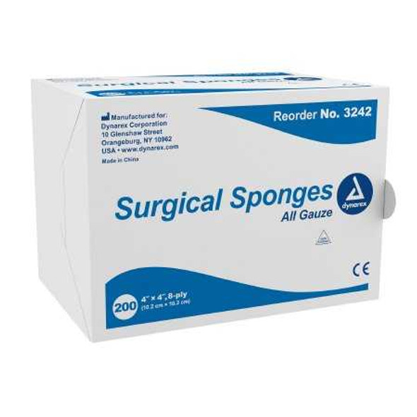 Gauze Sponge Dynarex Gauze 8-Ply 4 X 4 Inch Square NonSterile 3242 Pack/200 3242 DYNAREX CORP. 575161_PK