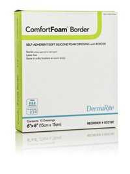 Silicone Foam Dressing ComfortFoam Border 6 X 6 Inch Square Adhesive with Border Sterile 00318E Each/1 00318E DERMARITE INDUSTRIES LLC 835616_EA