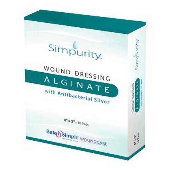 Calcium Alginate Dressing with Silver Simpurity 4 X 5 Inch Rectangle Sterile SNS51720 Box/10 SNS51720 SAFE N SIMPLE LLC 959347_BX