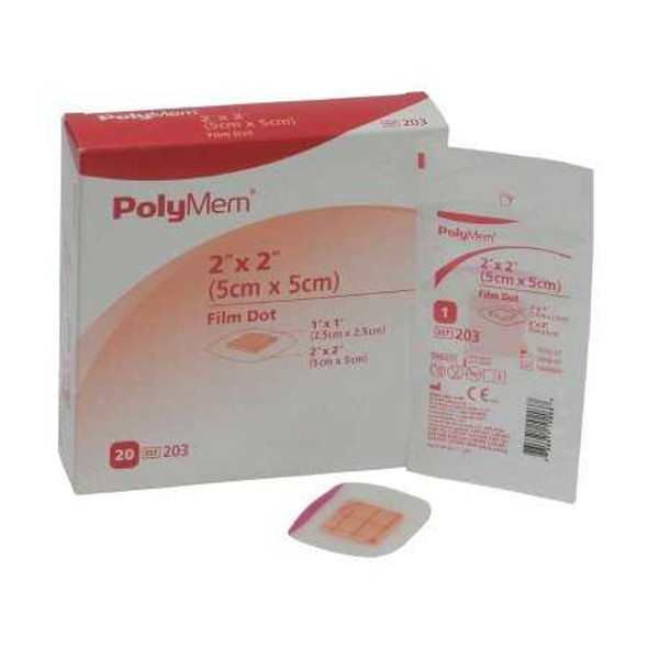 Foam Dressing PolyMem 2 X 2 Inch Square Adhesive Sterile 203 Case/100 203 FERRIS MANUFACTURING 543357_CS