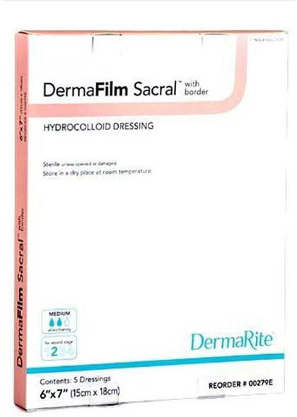 Hydrocolloid Dressing DermaFilm 6 X 7 Inch Sacral Sterile 00279E Each/1 00279E DERMARITE INDUSTRIES LLC 855205_EA