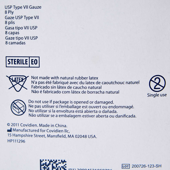 USP Type VII Gauze Sponge Dermacea Cotton 8-Ply 2 X 2 Inch Square Sterile 441204 Case/3000 441204 KENDALL HEALTHCARE PROD INC. 531576_CS