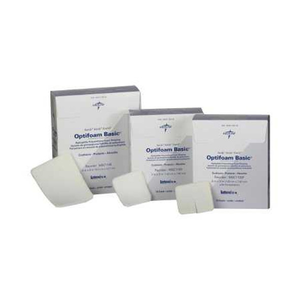 Foam Dressing Optifoam Basic 3 X 3 Inch Fenestrated Square Non-Adhesive without Border Sterile MSC1133F Case/100 MSC1133F MEDLINE 736837_CS