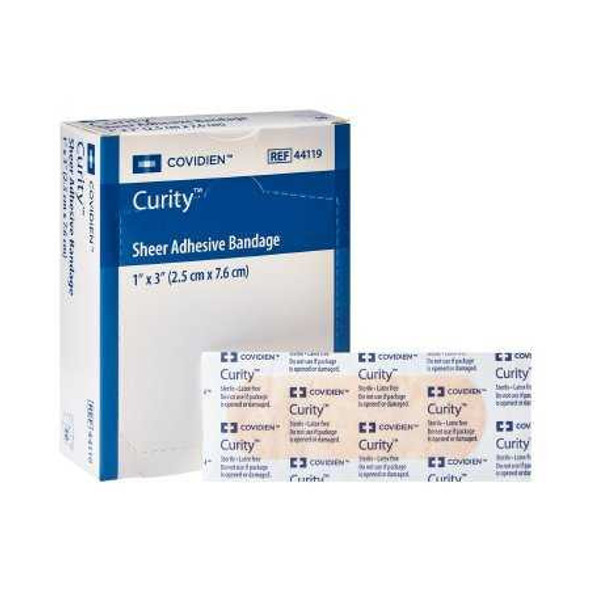Adhesive Strip Curity 1 X 3 Inch Plastic Rectangle Sheer Sterile 44119 Case/3600 44119 KENDALL HEALTHCARE PROD INC. 915648_CS