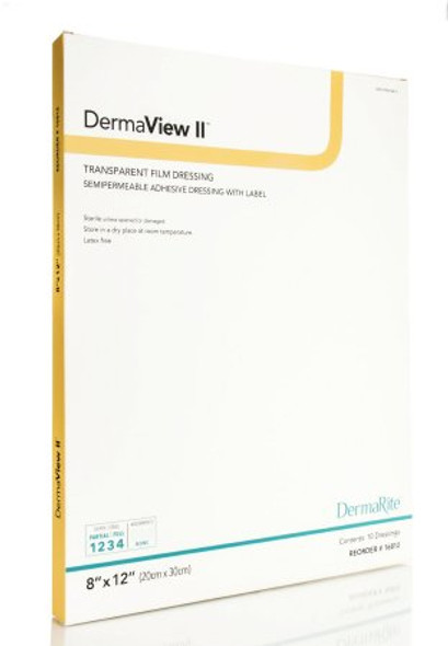 Transparent Film Dressing with Border DermaView II Rectangle 8 X 12 Inch Frame Style Delivery With Label Sterile 16812 Box/10