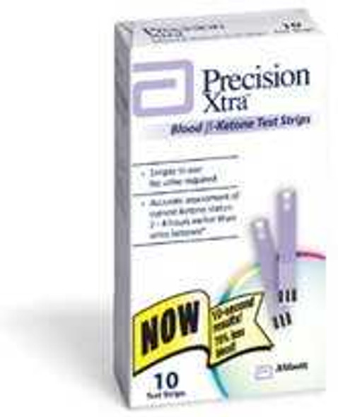 Blood Ketone Test Strips Precision Xtra 10 Test Strips per Box 1422500 Box/10 1422500 US PHARMACEUTICAL DIVISION/MCK 647191_BX