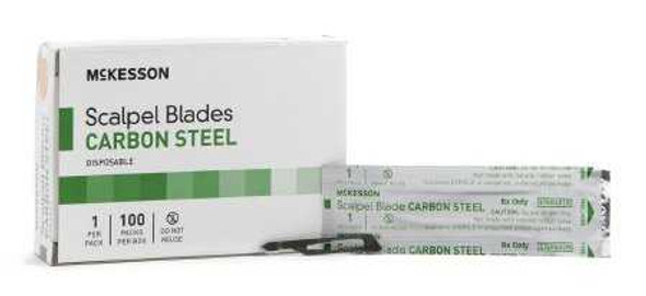 McKesson Brand Surgical Blade Carbon Steel Size 15 Sterile Disposable 1635 Box/100 MCK BRAND 854368_BX
