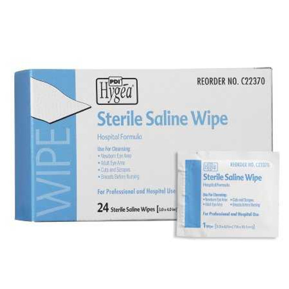 Saline Wipe Hygea Individual Packet Saline Unscented 1 Count C22370 Box/24 C22370 PDI/NICE-PAK 144086_BX