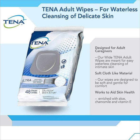 Bath Wipe TENA Classic Soft Pack Aloe / Vitamin E / Chamomile Scented 48 Count 65724 Case/576 65724 SCA PERSONAL CARE 931644_CS