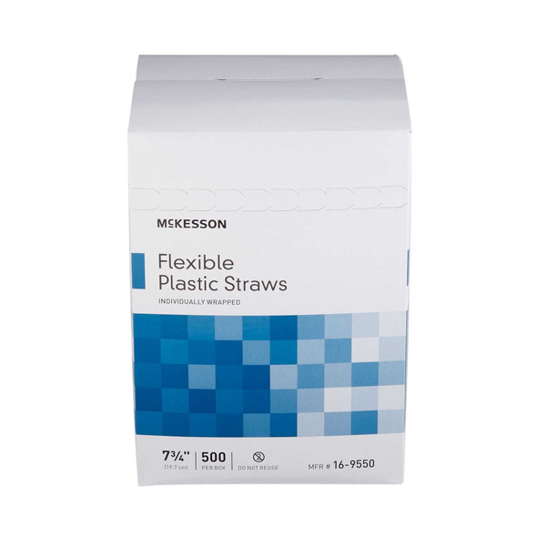 Flexible Drinking Straw McKesson 7.75 Inch White Individually Wrapped 16-9550 Case/20 16-9550 MCK BRAND 485517_CS