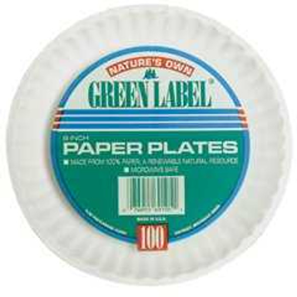 AJM PP9GREWH White Paper Plates 9 in.