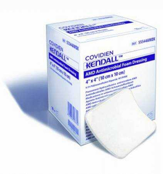 Impregnated Foam Dressing Kendall AMD 4 X 4 Inch Hydrophilic Polyurethane Foam Polyhexamethylene Biguanide PHMB Sterile 55544AMD Box/10 55544AMD KENDALL HEALTHCARE PROD INC. 693733_BX