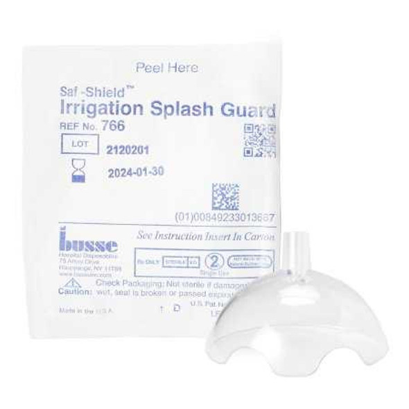 Irrigation Splash Guard Saf-Shield 2 Exit Portals Clear Plastic Angled Inlet Sterile 766 Case/50 766 BUSSE HOSPITAL DISPOSABLES 455907_CS