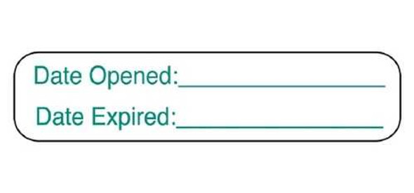Identification Label Barkley Date Opened Date Expired Green 3/8 X 1-5/8 Inch 2970 Pack/1000 HEALTH CARE LOGISTICS, INC. 693770_PK