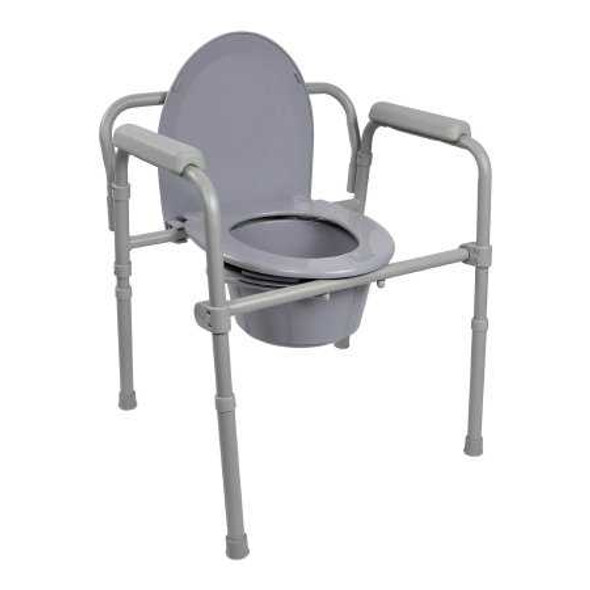 Commode Chair McKesson Fixed Arm Steel Frame Seat Lid Back 16.6 to 22.5 Inch 146-11148-1 Each/1 MCK BRAND 1065228_EA