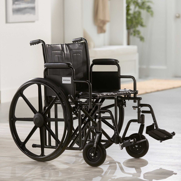 Wheelchair McKesson Dual Axle Padded Removable Composite Black 22 Inch 450 lbs. 146-STD22ECDDA-SF Each/1 MCK BRAND 1065280_EA