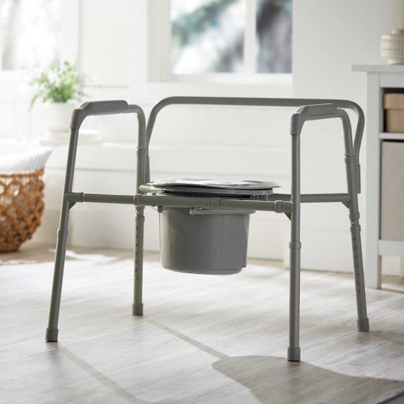 Commode Chair McKesson Fixed Arms Steel Frame Back Bar 13-3/4 Inch Seat Width 650 lbs. Weight Capacity 146-11117N-1 Pack of 1 McKesson 1065225_EA