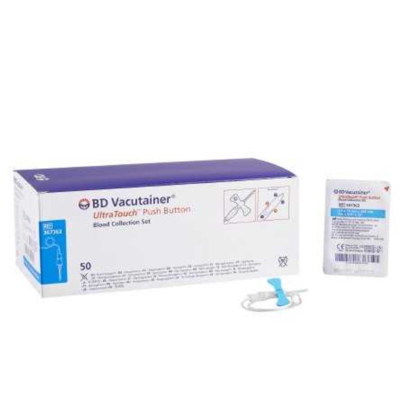 BD Vacutainer UltraTouch Push Button Blood Collection Set 25 Gauge 3/4 Inch Needle Length Safety Needle 12 Inch Tubing Sterile 367363 Box/50 BECTON-DICKINSON 1007257_BX