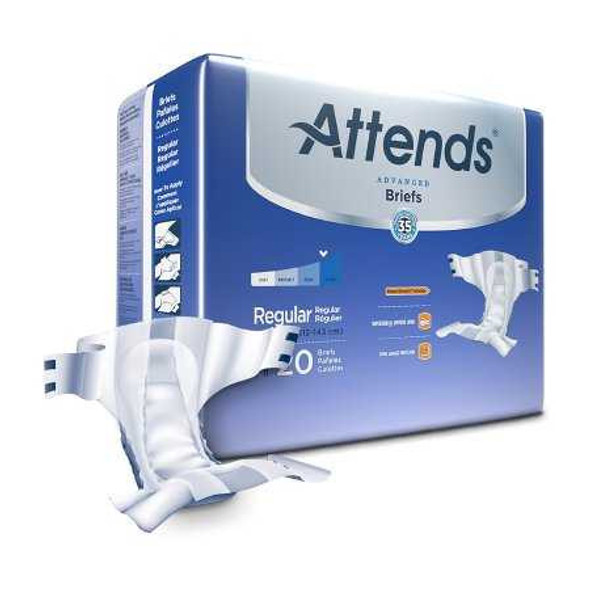 Adult Incontinent Brief AttendsAdvanced Tab Closure Regular Disposable Heavy Absorbency DDC25 Case/80 ATTENDS HEALTHCARE PRODUCTS 950224_CS