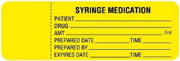 Syringe Label Anesthesia Drug Label SYRINGE MEDICATION / PATIENT / DRUG / AMT / ml / PREPARED DATE TIME PREPARED BY / EXPIRES DATE TIME Fluorescent Yellow 1 X 3 Inch ULCU223 Roll/1 UNITED AD LABEL CO INC 1078345_RL