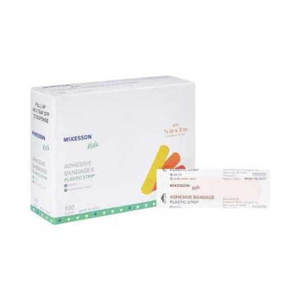 Adhesive Strip McKesson Kids 3/4 X 3 Inch Plastic Rectangle Neon Sterile 16-4837 Case/2400 MCK BRAND 1055592_CS