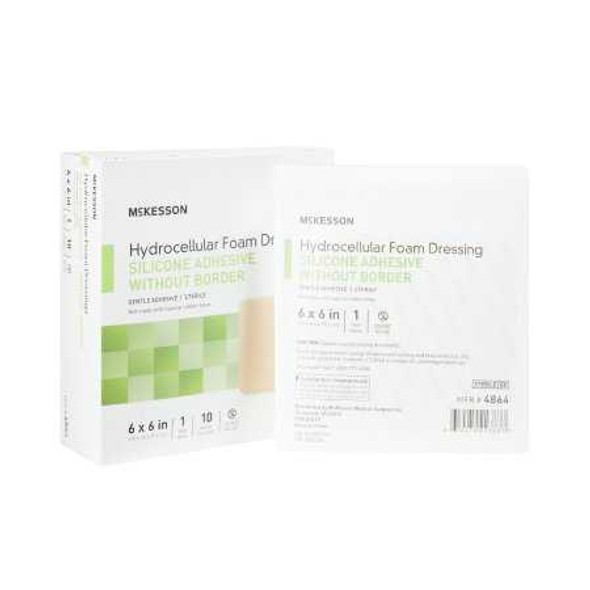 Silicone Foam Dressing McKesson 6 X 6 Inch Square Silicone Gel Adhesive without Border Sterile 4864 Case/200 MCK BRAND 1083087_CS