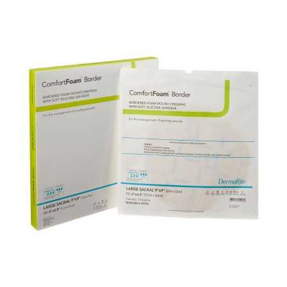 Foam Dressing ComfortFoam™ Border 9 x 9 Inch With Border Waterproof Backing Silicone Adhesive Sacral Sterile 43990 Box of 5 ComfortFoam™ Border 946565_BX