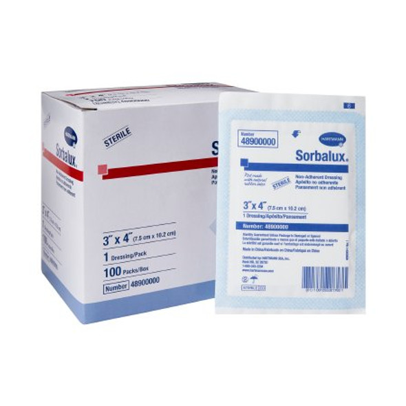 Non-Adherent Dressing Sorbalux Rayon / Polyester 3 X 4 Inch Sterile 48900000 Box/100