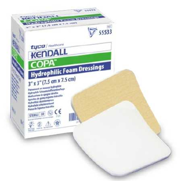 Foam Dressing Kendall 3 X 3 Inch Square Non-Adhesive without Border Sterile 55533 Case/50 KENDALL HEALTHCARE PROD INC. 548561_CS