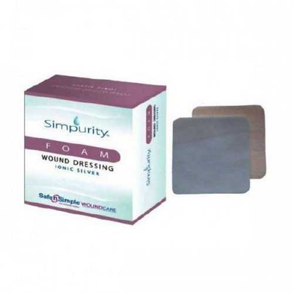 Foam Dressing with Silver Simpurity 4 X 5 Inch Rectangle Sterile SNS72520 Each/1 SAFE N SIMPLE LLC 1059062_EA