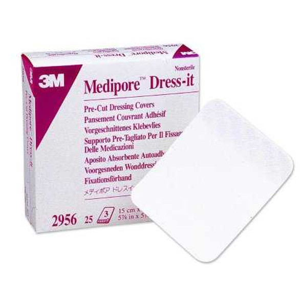 Dressing Retention Tape Medipore Dress-It Pre-Cut Pad Cloth 5-7/8 X 5-7/8 Inch White NonSterile 2956 Case/300 3M 684046_CS