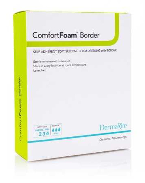 Silicone Foam Dressing ComfortFoam Border 4 X 12 Inch Rectangle Adhesive with Border Sterile 43412 Box/5 DERMARITE INDUSTRIES LLC 946495_BX