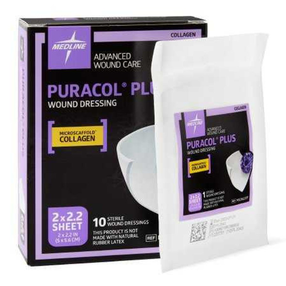 Collagen Dressing Sheet Puracol Plus Collagen 2 X 2.25 Inch 2 mm Thick MSC8622EP Box/10 MEDLINE 886669_BX