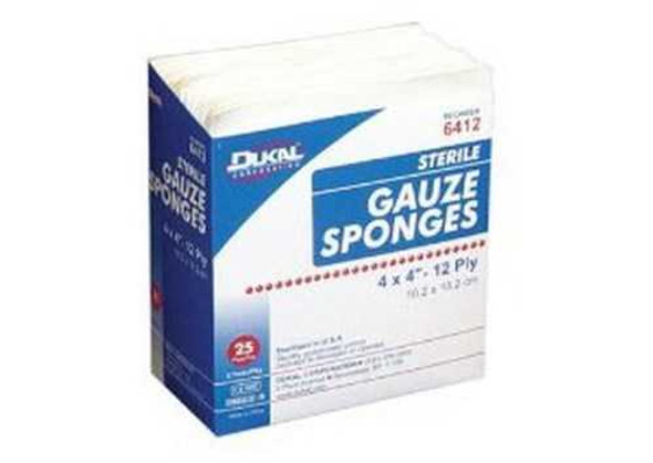 Gauze Sponge Cotton 12-Ply 4 X 4 Inch Sterile 6412 Box/50 DUKAL CORPORATION 374454_BX