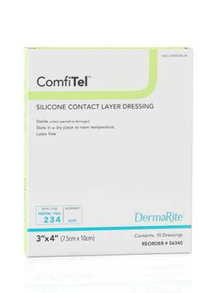 DRSG WND COMFIT SIL 3"X4" 10/BX DERMRT 56340 Each/1 DERMARITE INDUSTRIES LLC 946511_EA