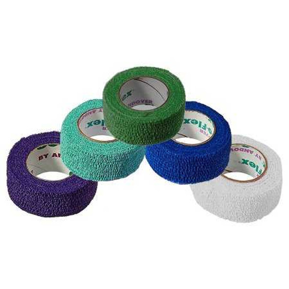 Cohesive Bandage Co-Flex NL 1 Inch X 5 Yard Standard Compression Self-adherent Closure Teal / Blue / White / Purple / Green NonSterile 5100RB Case/30 ANDOVER COATED PRODUCTS INC 627155_CS