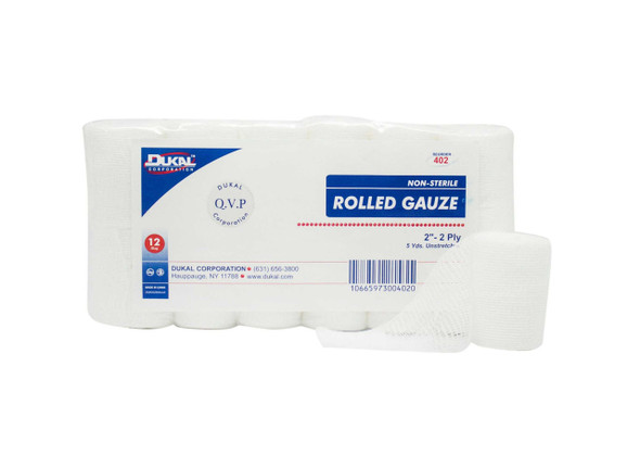 Bandage Roll Dukal Cotton Gauze 2-Ply 2 Inch Roll NonSterile 402 BG/12 DUKAL CORPORATION 661765_BG