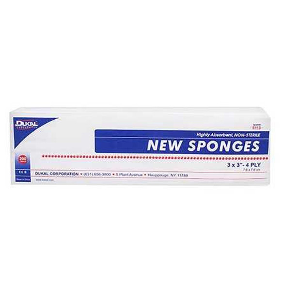 NonWoven Sponge Dukal Polyester / Rayon 4-Ply 3 X 3 Inch Square NonSterile 6113 Case/4000 DUKAL CORPORATION 651522_CS