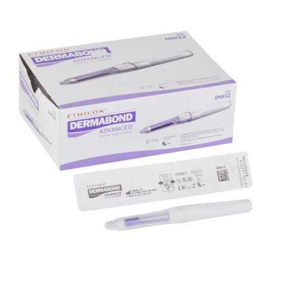 Skin Adhesive Dermabond Advanced™ 0.7 mL Liquid Precision and Dome Applicator Tip 2-Octyl Cyanoacrylate DNX12 Box of 12 Dermabond Advanced™ 915867_BX