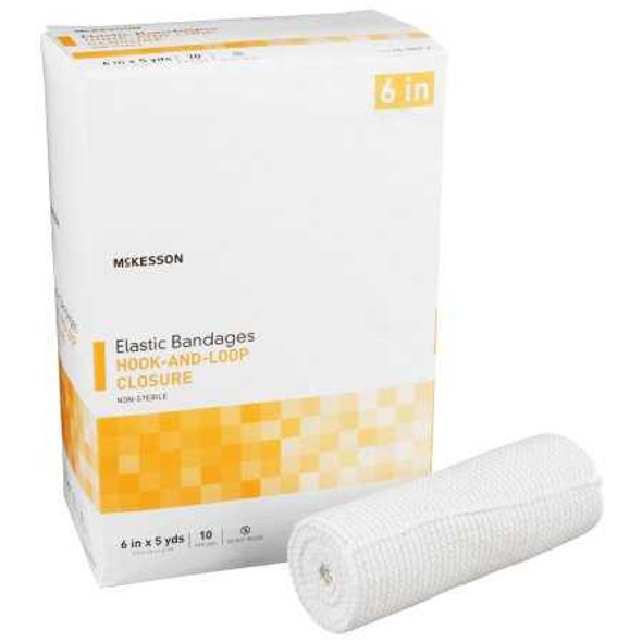 Elastic Bandage McKesson 6 Inch X 5 Yard Standard Compression Hook and Loop Closure Tan NonSterile 16-1033-6 Case/50 175611 MCK BRAND 454621_CS